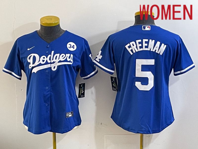 Women Los Angeles Dodgers #5 Freeman Blue Game 2024 Nike MLB Jersey style 11203